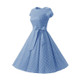 Dot Short Sleeve Mid-length Dress (Color:Light Blue Size:XL)