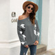 Fashion Printed Round-neck Knit Sweater (Color:Dark Gray Size:M)