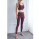 Double Sided Brocade Nude Fitness Pants Mesh Stitching High Waist Yoga Pants (Color:Black Cherry Size:XL)