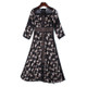 Slim-fit Printed Lace Splice Dress (Color:Black Size:XL)