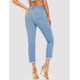 Ripped Denim Trousers (Color:Baby Blue Size:S)