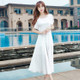 Sweet Temperament Chiffon Dress Slim Slim Temperament High Waist Dress (Color:White Size:XL)
