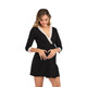 Fashionable lace and Three Quarter Sleeve Dress (Color:Black Size:XL)