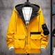 Fashion Leisure Spell Color Design Tooling Wind Jacket (Color:Yellow Size:XXXXL)