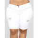 Plus Size Solid Color Casual Five-point Pants (Color:White Size:XXXL)