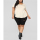 Plus Size Solid Color Casual Five-point Pants (Color:Black Size:L)