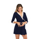 Fashionable lace and Three Quarter Sleeve Dress (Color:Blue Size:XXL)