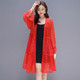 Women Long-sleeved Chiffon Cardigan Sunscreen Loose and Thin Coat (Color:Red Size:XXL)