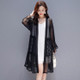 Women Long-sleeved Chiffon Cardigan Sunscreen Loose and Thin Coat (Color:Black Size:L)