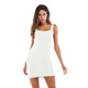 Summer Slim Package Hip Solid Color Suspender Dress for Women (Color:White Size:XL)