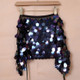 Women Sequined Fishtail Short Belt (Color:Black Size:One Size)
