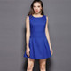 Solid Color Slim Sleeveless Vest Bottoming Skirt Chiffon Dress(Color:Lake Blue Size:XL)