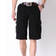 Multi-pocket Overalls Comfortable and relaxed Casual Shorts (Color:Black Size:34)