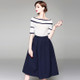 Off-the-shoulder Knit Coat + Skirt Two-piece Suit (Color:As Show Size:L)