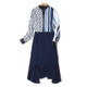 Fashion Striped Shirt + Hip Fishtail Skirt Suit (Color:As Show Size:XL)