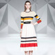 Long-sleeved Striped Sweater + Pleated Skirt Two-piece Suit (Color:As Show Size:L)