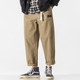 Spring and Autumn Loose Casual Cropped Trousers Cargo Pants for Men, with Detachable Belt (Color:0534 Khaki Size:XL)