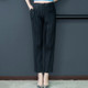 Women Pleated Stretch Pants (Color:Black Size:One Size)