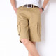 Multi-pocket Overalls Comfortable and relaxed Casual Shorts (Color:Khaki Size:40)