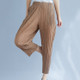 Pleated High Waist Slimming Carrot Harem Pants Casual Pants (Color:Navy Blue Size:Free Size)