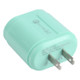 13-222 QC3.0 USB + 2.1A Dual USB Ports Macarons Travel Charger, US Plug(Green)