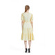 V-neck Fashion Simple Solid Color Waist Dress (Color:Light Yellow Size:XXL)