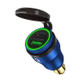 Motorcycle European-style Small-caliber Aluminum Alloy QC 3.0 + PD Fast Charge USB Charger, Shell Color:Blue(Green Light)