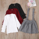 Two-piece Children Long Sleeve + Suspender Skirt (Color:White Size:80)