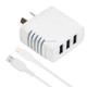 SOlma 2 in 1 6.2A 3 USB Ports Travel Charger + 1.2m USB to 8 Pin Data Cable Set, AU Plug