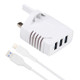 SOlma 2 in 1 6.2A 3 USB Ports Travel Charger + 1.2m USB to 8 Pin Data Cable Set, UK Plug