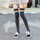 Rainbow Stripe Sweet Thigh Socks Over The Knee Socks for Women In Autumn(Grey)