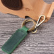 2 PCS Handmade Crazy Horse Leather Retro Keychain Car Couple Keychain, Specification: Double Ring(Ink Green)
