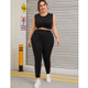 Women Casual Mesh Stitching Pants (Color:Black Size:XXXXL)