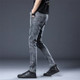 Men Casual Slim Feet Trousers (Color:Gray Size:33)