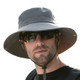 Outdoor Sun Hat Hiking Big Brim Breathable Sunscreen Fisherman Hat(Green Gray)