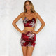 Women Sexy Printed Skirt Set (Color:Red Size:M)