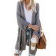 Long Style Slit Roll Sleeve Cardigan Knit Sweater (Color:Light Grey Size:XL)