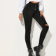 Stretch High-waisted Button-backed Denim Pencil Pants (Color:Black Size:L)