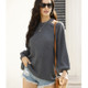 Round-neck Strapless Heart Hollowing Knit Sweater (Color:Gray Size:M)