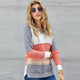 Panelled Long Sleeve Knit Hooded Sweater (Color:Gray Size:M)