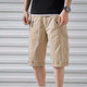 Men Casual Multi-pocket Straight Overalls (Color:Khaki Size:33)