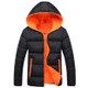 Stylish Slim Men Hooded Cotton Coat, Size:XXL(Black + Orange)(Black + Orange)