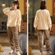 Two-piece Casual Coral Velvet Pajamas (Color:Beige Brown Size:L)