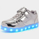 USB Charging LED Light Shoes Comfortable Breathable Casual Shoes(Color:Mirror Silver Size:32)