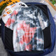 Tie-dye Plus Size Round Neck Short-sleeved Loose T-shirt (Color:Red Size:S)