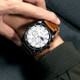 SKMEI 9249 Men Moonphase Calendar Stopwatch Leather Strap Quartz Watch(Brown Silver)