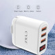 CYKE Smart Digital Display 3-Ports USB Travel Charger(EU Plug-White)