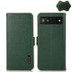 For Google Pixel 6a KHAZNEH Side-Magnetic Litchi Genuine Leather RFID Case(Green)
