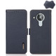 For Nokia 7.3 KHAZNEH Side-Magnetic Litchi Genuine Leather RFID Phone Case(Blue)