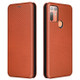 For HTC Desire 20 Plus Carbon Fiber Texture Magnetic Horizontal Flip TPU + PC + PU Leather Case with Card Slot(Brown)